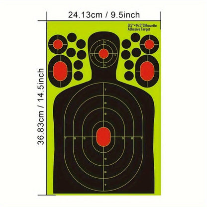 Human Body Shape Reactive Targets - 14.5 Inch Splatter Glow Fluorescent Paper for Accurate Range Training, 5/10/20pcs Pack, Durable Shooting Practice Accessories for Marksmen