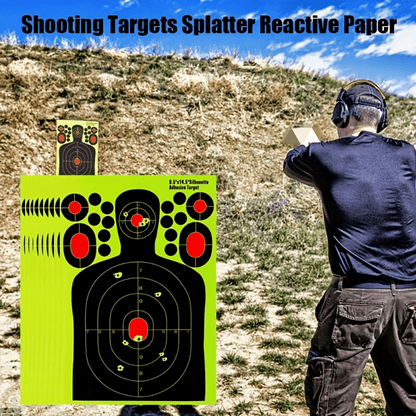 Human Body Shape Reactive Targets - 14.5 Inch Splatter Glow Fluorescent Paper for Accurate Range Training, 5/10/20pcs Pack, Durable Shooting Practice Accessories for Marksmen