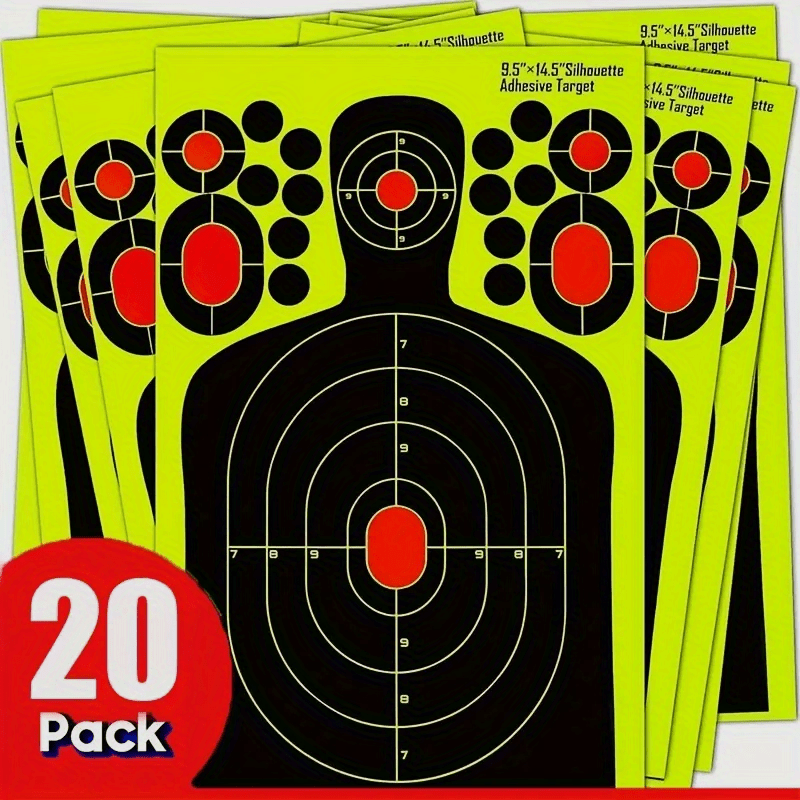 Human Body Shape Reactive Targets - 14.5 Inch Splatter Glow Fluorescent Paper for Accurate Range Training, 5/10/20pcs Pack, Durable Shooting Practice Accessories for Marksmen