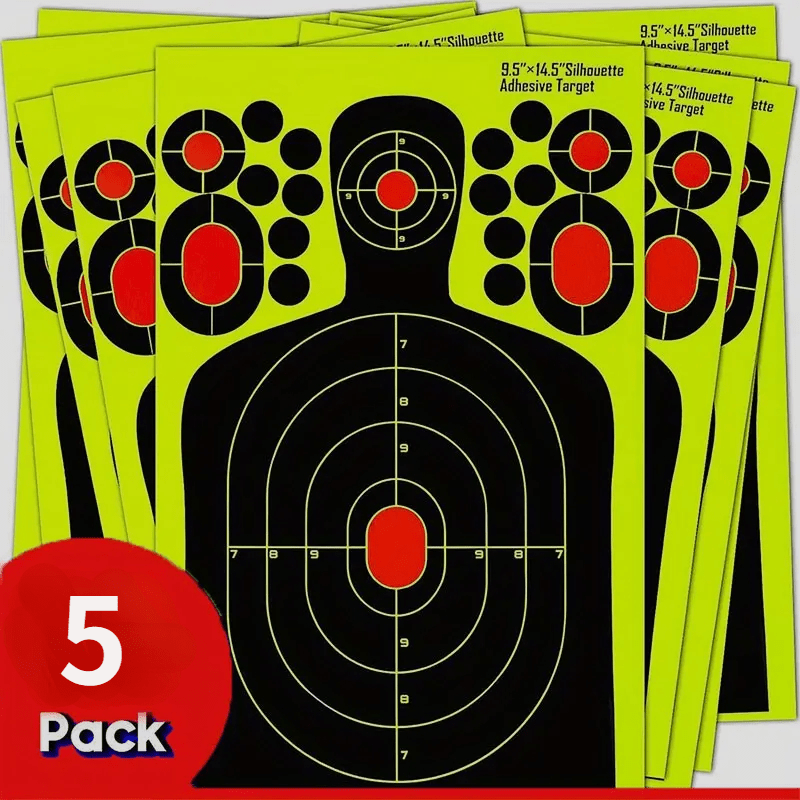 Human Body Shape Reactive Targets - 14.5 Inch Splatter Glow Fluorescent Paper for Accurate Range Training, 5/10/20pcs Pack, Durable Shooting Practice Accessories for Marksmen