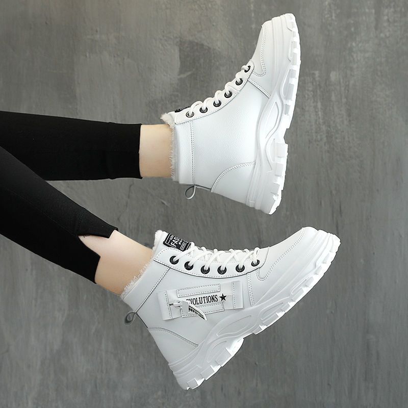 Women's Plush Lined Lace-Up High Top Winter Boots - Warm Thermal Outdoor Short Boots