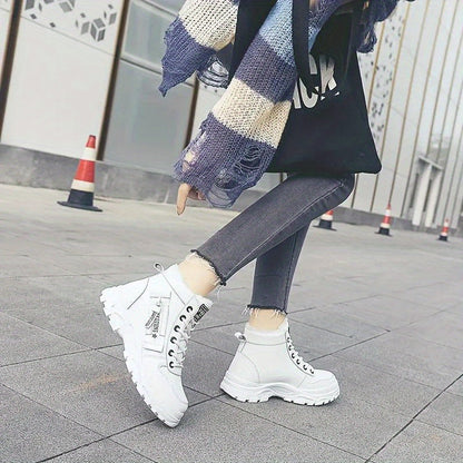 Women's Plush Lined Lace-Up High Top Winter Boots - Warm Thermal Outdoor Short Boots