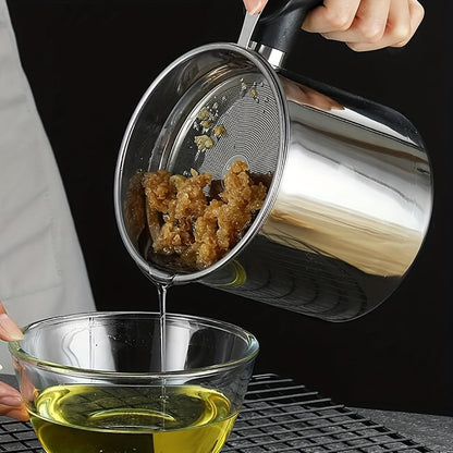1.8L Stainless Steel Kitchen Container with Strainer – Easy-Hold Storage for Cooking Oil & Grease, Ideal for Hotels, Restaurants & Bulk Kitchenware, Eid Al-Adha Mubarak