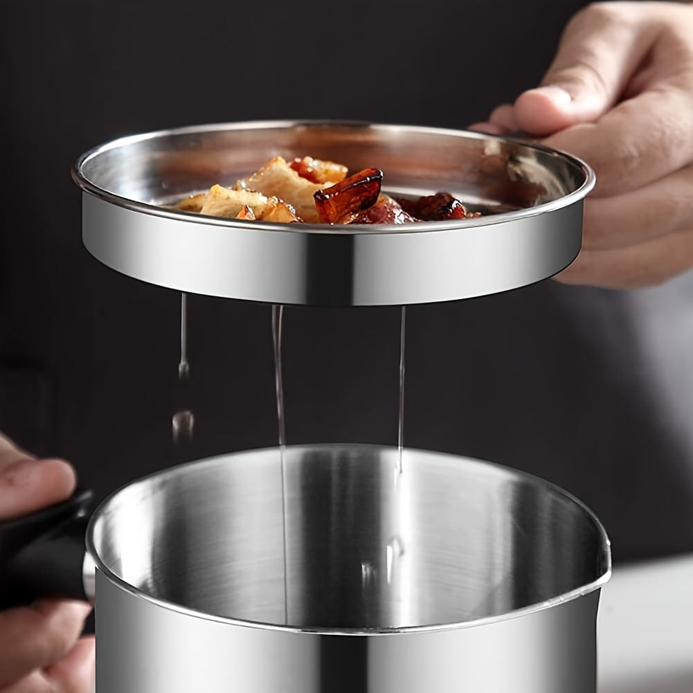 1.8L Stainless Steel Kitchen Container with Strainer – Easy-Hold Storage for Cooking Oil & Grease, Ideal for Hotels, Restaurants & Bulk Kitchenware, Eid Al-Adha Mubarak
