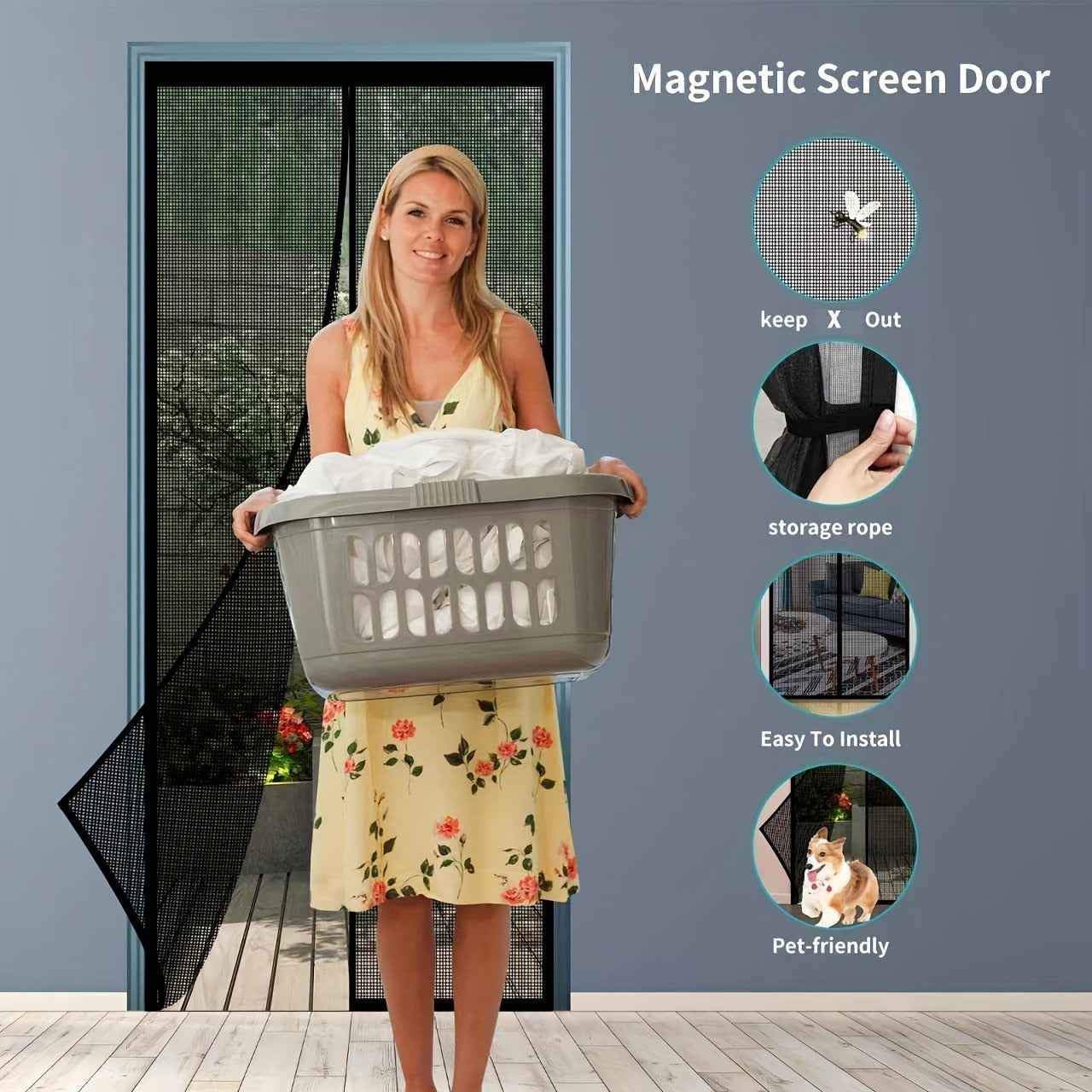 Magnetic Screen Door Set - Self-Sealing, Hands-Free, Heavy-Duty Mesh - Bug-Proof, Pet and Kid Friendly, Easy Installation, Durable - 36x82 Inch / 39x82 Inch