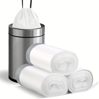 3 Rolls of 45pcs Heavy-Duty 4 Gallon Small Drawstring Plastic Trash Bags - Leak-Resistant, Easy-to-Tie Liners for Bathroom, Office, and More - Space-Saving and Convenient