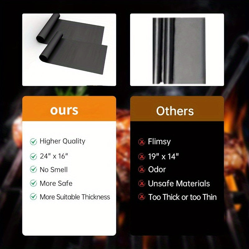 2 Pack Premium Heavy Duty Oven Liners - Non-Stick, BPA & PFOA Free, Heat Resistant | Easy Clean, 16x24 Inch Thick Oven Mats for Electric, Gas, Toaster, Convection, Microwave Ovens, Grills | Durable BBQ Accessories