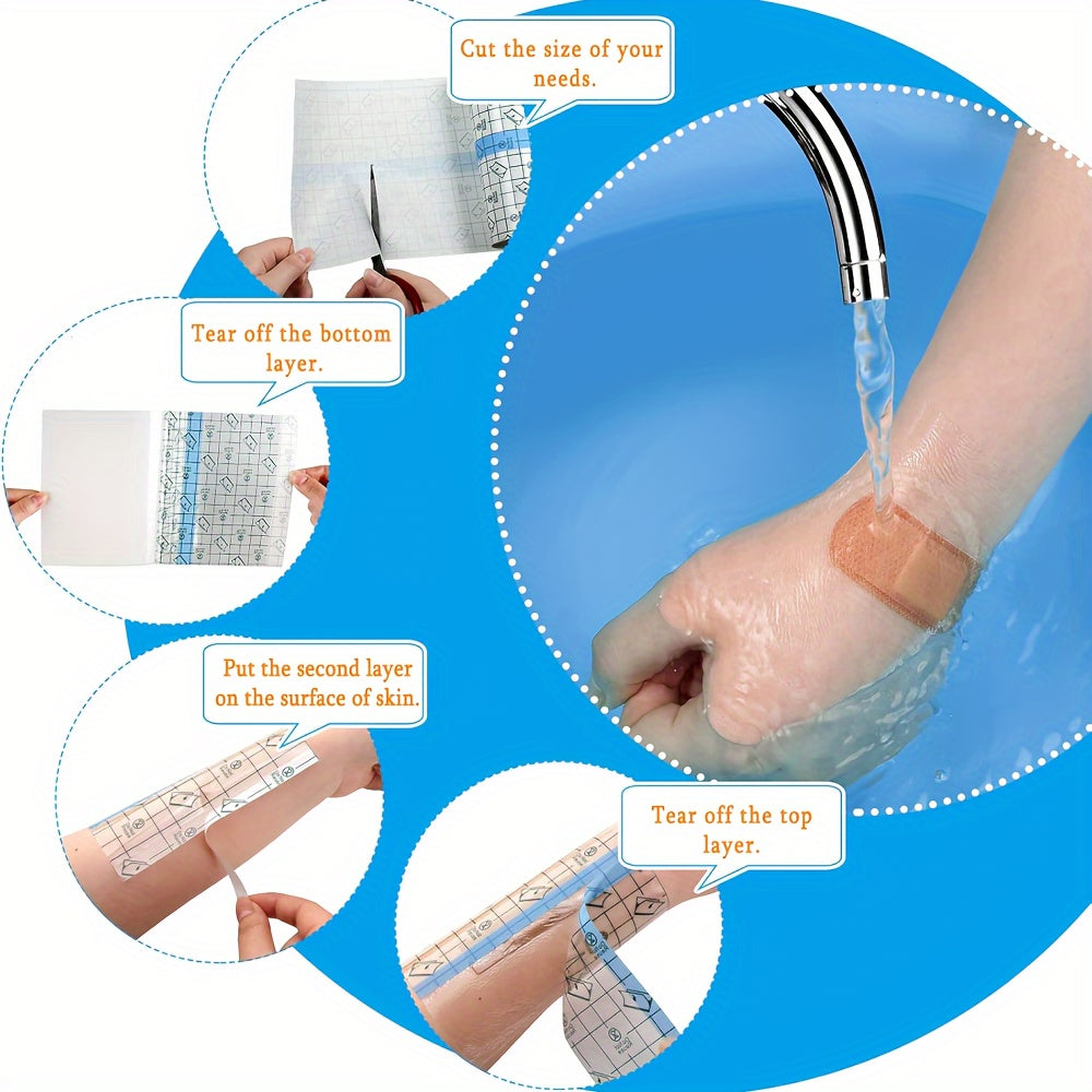 5 Rolls Waterproof Bandages - Transparent Tape for Swimming, Showers and Tattoo Protection