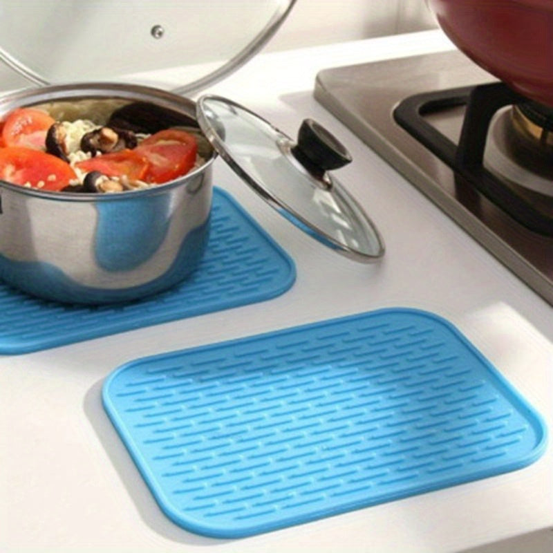 Buy 1 Get 1 Free - 2pcs Multifunctional Silicone Rectangular Trivet Mats - Heat-Resistant, Non-Slip, Easy to Clean, Space-Saving for Hot Pots, Dishes, Coasters and Table Protection