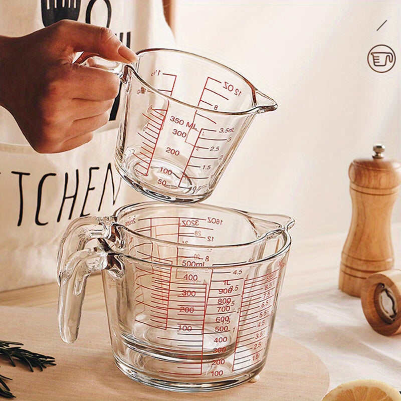 500ml Heat-Resistant Glass Measuring Cup with Scale and Handle - Microwave and Oven Safe for Baking and Cooking