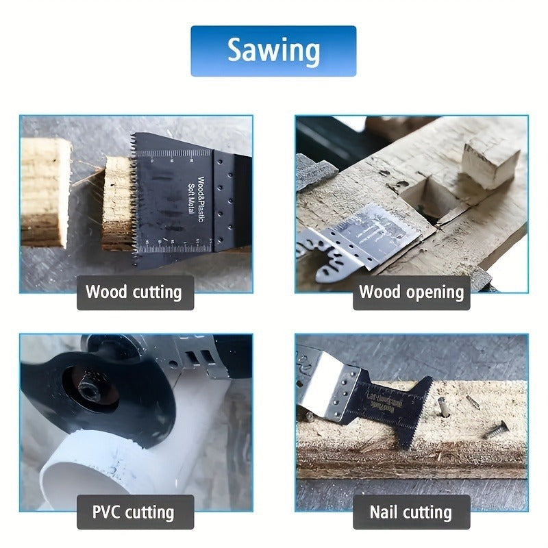 Professional Multitool Saw Blades Set - Universal Oscillating Blades for Wood, Metal, Plastic Cutting - Quick Release and Sharp Blades