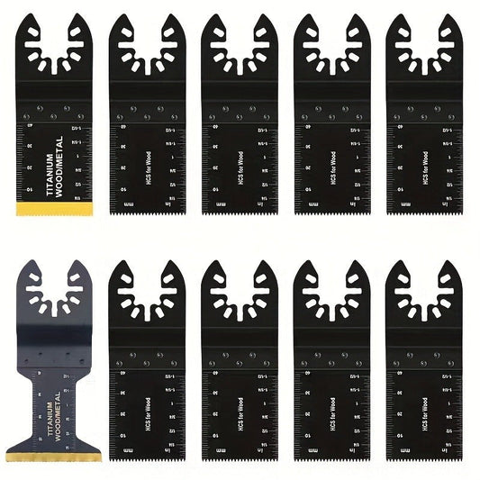 Professional Multitool Saw Blades Set - Universal Oscillating Blades for Wood, Metal, Plastic Cutting - Quick Release and Sharp Blades