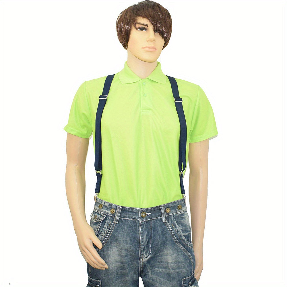 Trucker Suspenders for Men – Wide X-Back Adjustable Elastic Suspenders with 2 Snap Hooks for Work & Trousers