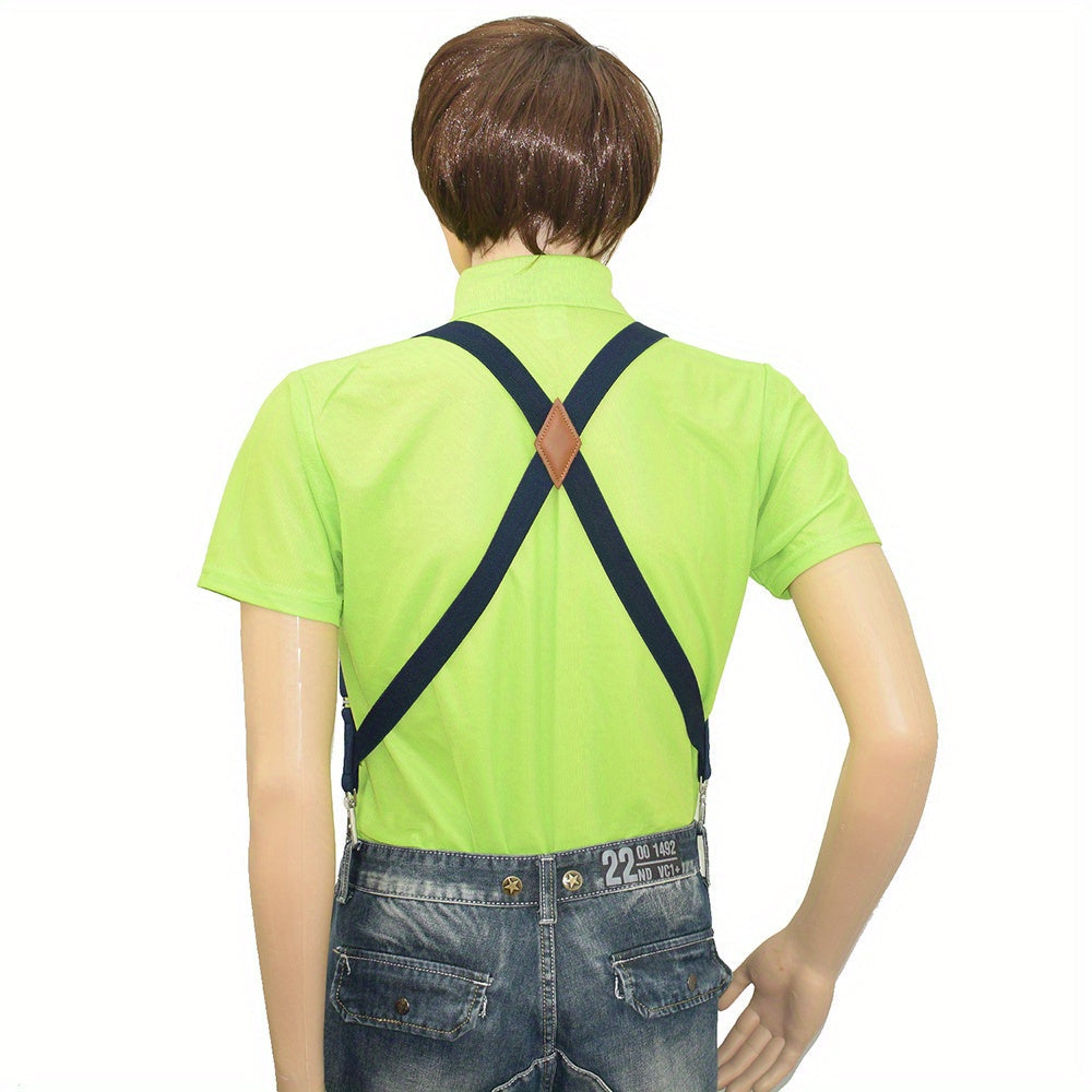Trucker Suspenders for Men – Wide X-Back Adjustable Elastic Suspenders with 2 Snap Hooks for Work & Trousers