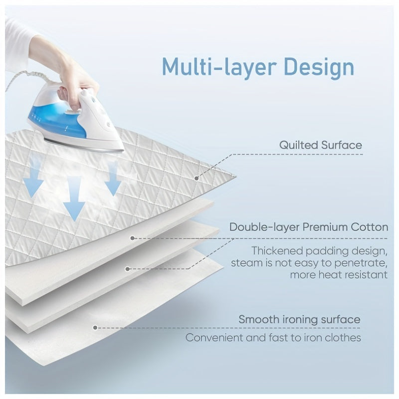 33" x 18" Deluxe Magnetic Ironing Mat - Thick Cotton Coated Silver Ironing Board with Heat-Resistant Pad | Portable, Travel-Friendly Design | Perfect for Hotel, Dormitory, Desktop Ironing
