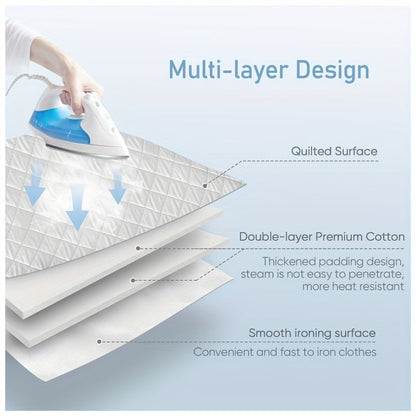 33" x 18" Deluxe Magnetic Ironing Mat - Thick Cotton Coated Silver Ironing Board with Heat-Resistant Pad | Portable, Travel-Friendly Design | Perfect for Hotel, Dormitory, Desktop Ironing