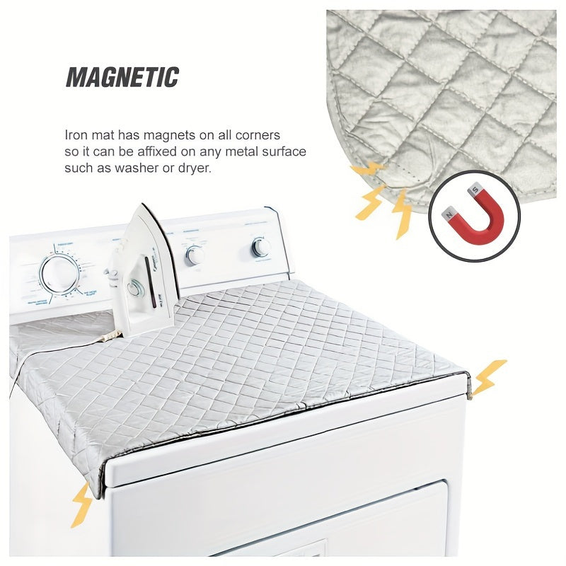 33" x 18" Deluxe Magnetic Ironing Mat - Thick Cotton Coated Silver Ironing Board with Heat-Resistant Pad | Portable, Travel-Friendly Design | Perfect for Hotel, Dormitory, Desktop Ironing