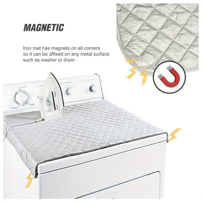 33" x 18" Deluxe Magnetic Ironing Mat - Thick Cotton Coated Silver Ironing Board with Heat-Resistant Pad | Portable, Travel-Friendly Design | Perfect for Hotel, Dormitory, Desktop Ironing