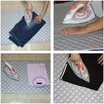 33" x 18" Deluxe Magnetic Ironing Mat - Thick Cotton Coated Silver Ironing Board with Heat-Resistant Pad | Portable, Travel-Friendly Design | Perfect for Hotel, Dormitory, Desktop Ironing