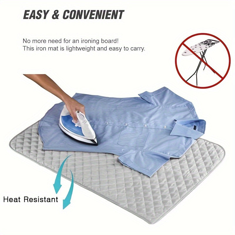 33" x 18" Deluxe Magnetic Ironing Mat - Thick Cotton Coated Silver Ironing Board with Heat-Resistant Pad | Portable, Travel-Friendly Design | Perfect for Hotel, Dormitory, Desktop Ironing