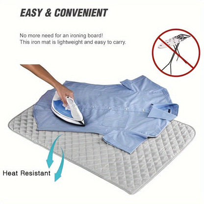 33" x 18" Deluxe Magnetic Ironing Mat - Thick Cotton Coated Silver Ironing Board with Heat-Resistant Pad | Portable, Travel-Friendly Design | Perfect for Hotel, Dormitory, Desktop Ironing