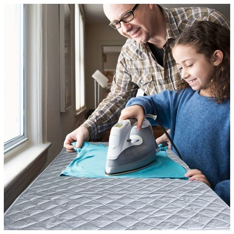 33" x 18" Deluxe Magnetic Ironing Mat - Thick Cotton Coated Silver Ironing Board with Heat-Resistant Pad | Portable, Travel-Friendly Design | Perfect for Hotel, Dormitory, Desktop Ironing