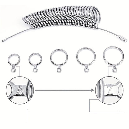 Metal Ring Sizer Measuring Tool Set - Finger Sizing Gauge for Women & Men, US Sizes 0-13 Including Half Sizes
