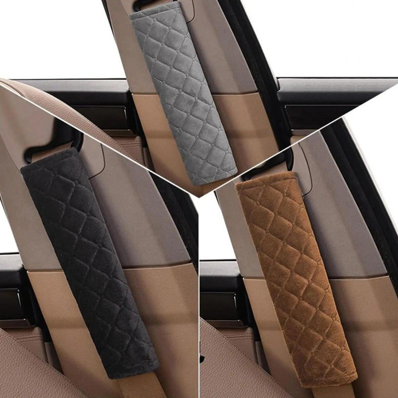 2PCS Plush Embroidered Car Seat Belt Covers – Soft, Adjustable Shoulder Pads for Comfort & Safety