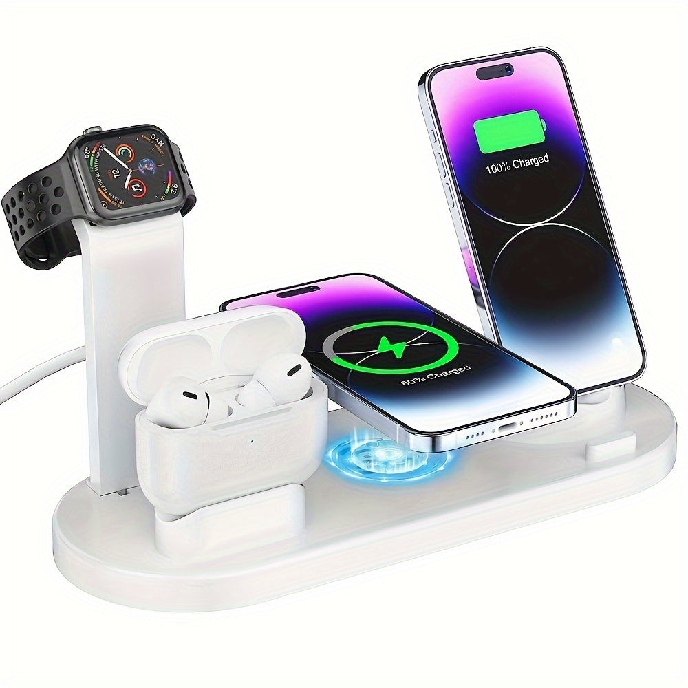 15W Fast Charging Station - Folding Wireless Charger Stand for Samsung, iPhone 15 14, 13, 12, 11/Pro/Max/Mini/Plus, X, XR, XS/Max, SE, 8/Plus, For Apple Watch 1-8, Airpods 3/2/Pro