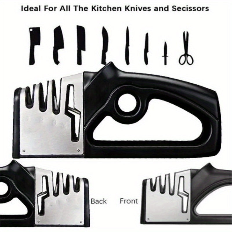 4 in 1 Kitchen Knife and Scissors Sharpener – Professional Tungsten Tool for Fast and Efficient Sharpening, Ideal for Outdoor and Household Use
