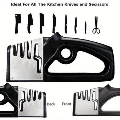 4 in 1 Kitchen Knife and Scissors Sharpener – Professional Tungsten Tool for Fast and Efficient Sharpening, Ideal for Outdoor and Household Use