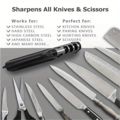 4 in 1 Kitchen Knife and Scissors Sharpener – Professional Tungsten Tool for Fast and Efficient Sharpening, Ideal for Outdoor and Household Use