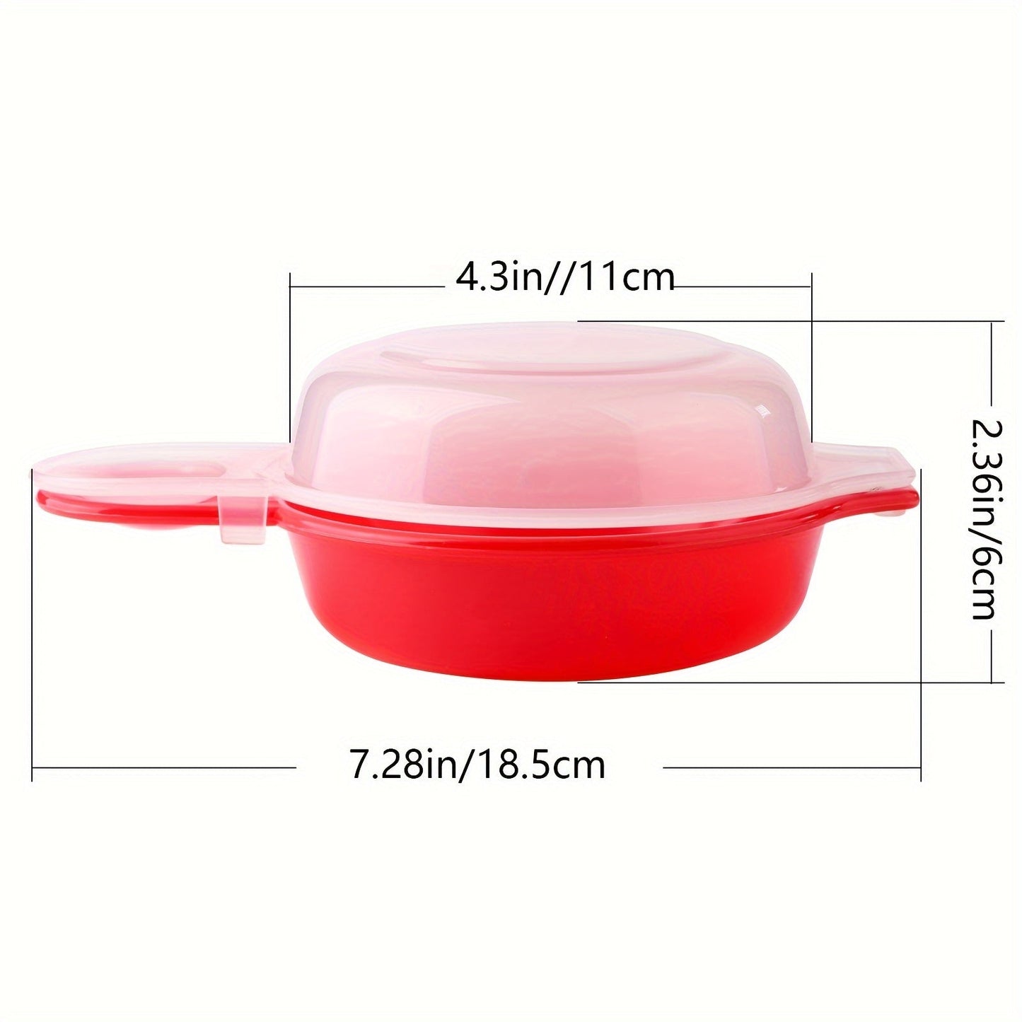 Microwave Egg Cooker - Red and Clear Kitchen Gadget for Easy Cooking - Restaurant Kitchen Accessory