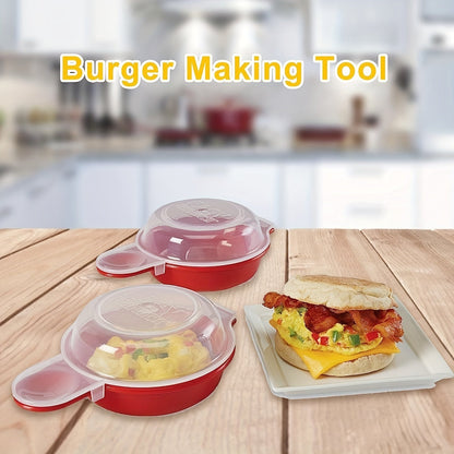 Microwave Egg Cooker - Red and Clear Kitchen Gadget for Easy Cooking - Restaurant Kitchen Accessory