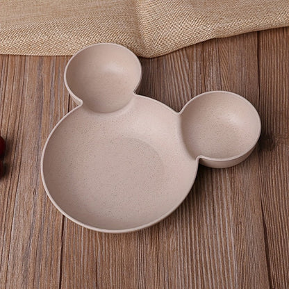 4PCS Mickey Mouse Wheat Bowls and Straw Cutlery Set - Minnie Bowl and Funny Dinner Plate for Restaurant Use, Ideal Gift