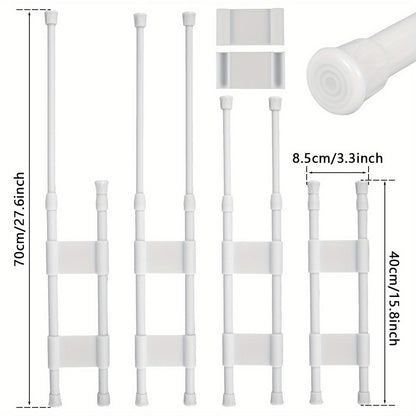 4PCS Adjustable RV Bar Spring Tension Rods - Extendable Metal Fridge Organizer for RV, Camper, Motorhome - Collapsible, Space-Saving, Adjustable 15.8 to 27.6 Inches