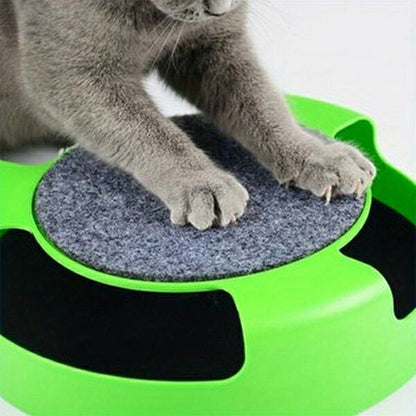 Cat Turntable Toy with Mouse Hunting and Top Scratch Board - Puzzle Amusement Plate for Fun and Interactive Play