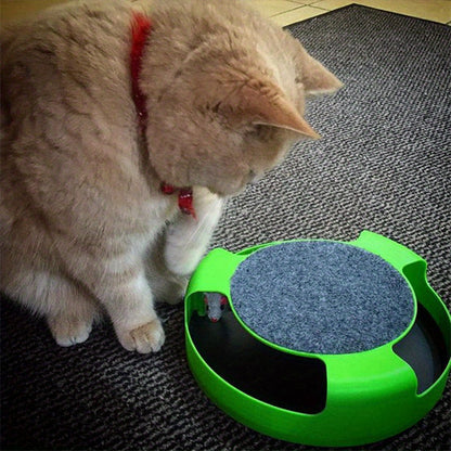Cat Turntable Toy with Mouse Hunting and Top Scratch Board - Puzzle Amusement Plate for Fun and Interactive Play
