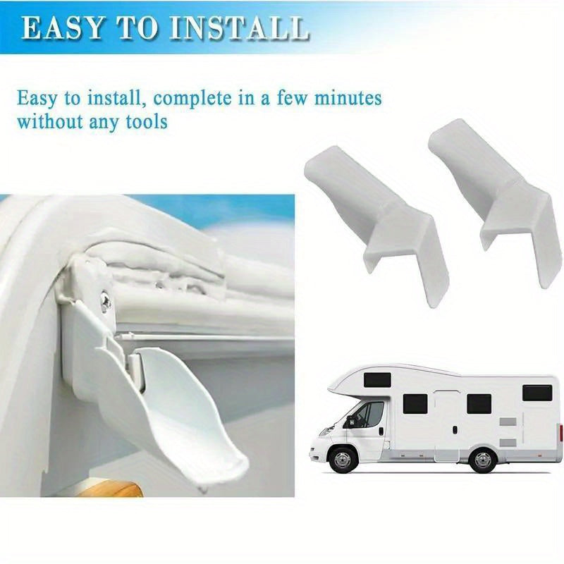 4 Piece Mini Gutters Set for RVs - White Gutter Extenders for Gazebo and RV Roof Drip Edge - Includes 2 Left and 2 Right Side