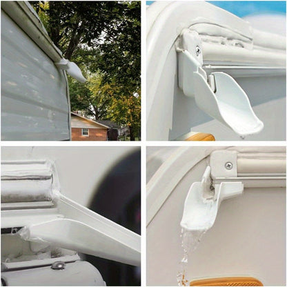 4 Piece Mini Gutters Set for RVs - White Gutter Extenders for Gazebo and RV Roof Drip Edge - Includes 2 Left and 2 Right Side
