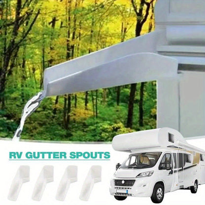 4 Piece Mini Gutters Set for RVs - White Gutter Extenders for Gazebo and RV Roof Drip Edge - Includes 2 Left and 2 Right Side