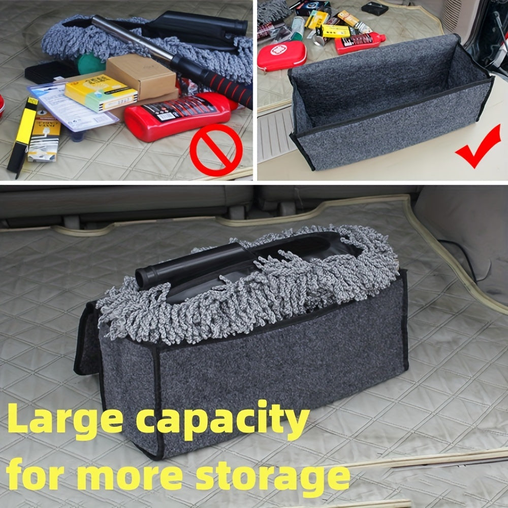 Car Storage Box – Portable, Foldable Trunk Organizer – Felt Cloth Interior Tidying Container – Car Organizer