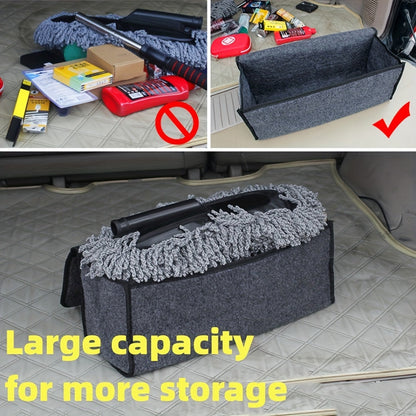 Car Storage Box – Portable, Foldable Trunk Organizer – Felt Cloth Interior Tidying Container – Car Organizer