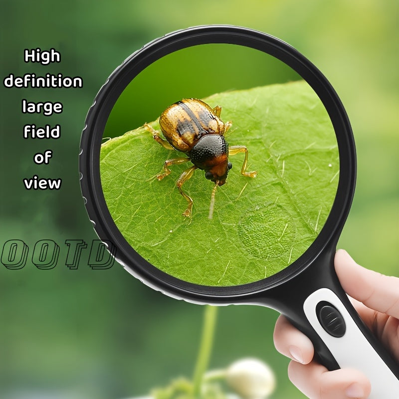 30x/60x LED Magnifying Glass - Handheld Design for Reading, Jewelry, and Low Vision Assistance