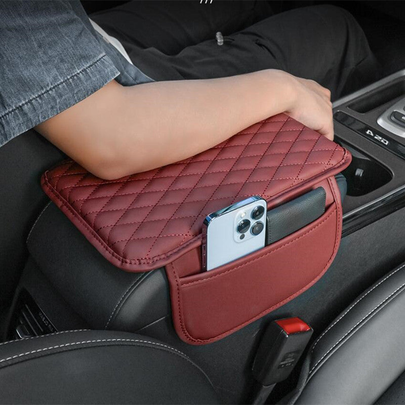 Premium PU Leather Car Armrest Pad with Storage Bag – Elevated Comfort, Universal Fit, Ideal for All Seasons, Enhances Car Interior