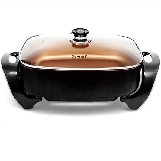 Large Jumbo Non-Stick Copper Electric Skillet - 16''x12''x3.15'' with Tempered Glass Lid, Upgraded Thermostat, 8 Quart Capacity, Even Heat Distribution and Easy Food Release