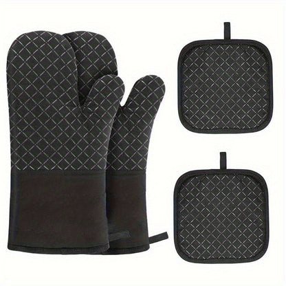 Buy 1 Get 1 Free - 2pcs Extra-Thick Silicone Oven Mitts and Pot Holder Set - Premium Heat Shield, Non-Slip Grip, Quick-Cooling - Perfect for Safe Baking, Cooking, Kitchen Use