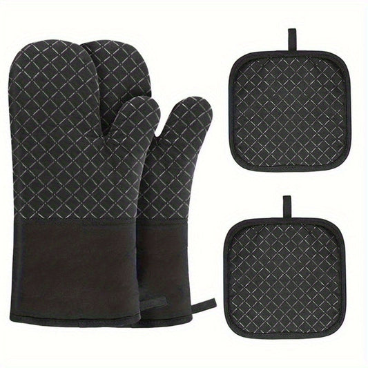 Buy 1 Get 1 Free - 2pcs Extra-Thick Silicone Oven Mitts and Pot Holder Set - Premium Heat Shield, Non-Slip Grip, Quick-Cooling - Perfect for Safe Baking, Cooking, Kitchen Use