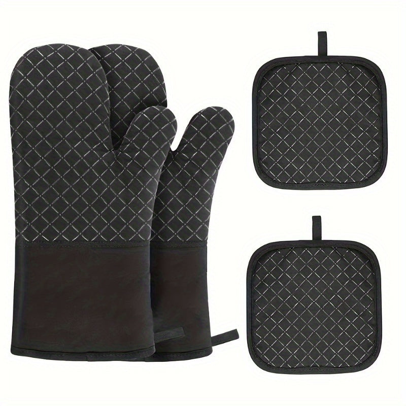 Buy 1 Get 1 Free - 2pcs Extra-Thick Silicone Oven Mitts and Pot Holder Set - Premium Heat Shield, Non-Slip Grip, Quick-Cooling - Perfect for Safe Baking, Cooking, Kitchen Use