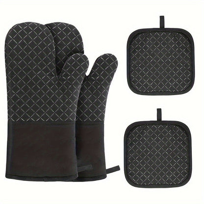 Buy 1 Get 1 Free - 2pcs Extra-Thick Silicone Oven Mitts and Pot Holder Set - Premium Heat Shield, Non-Slip Grip, Quick-Cooling - Perfect for Safe Baking, Cooking, Kitchen Use